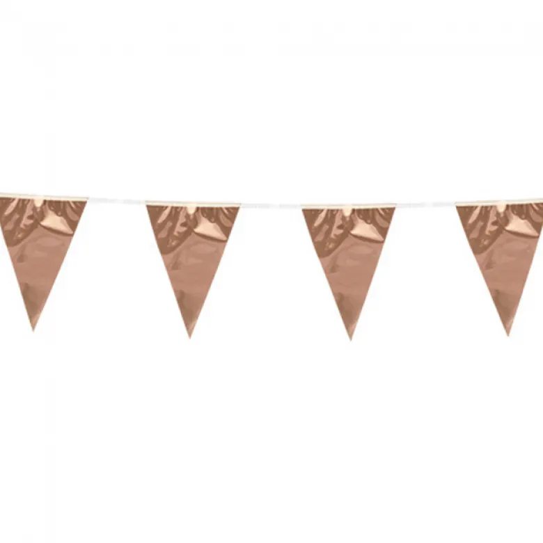 Flagguirlande 10M med Rosegold vimpel flag (30cm X 20cm)