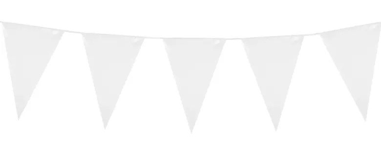 Flagguirlande 10M med store hvidevimpel flag (45cm X 30cm)