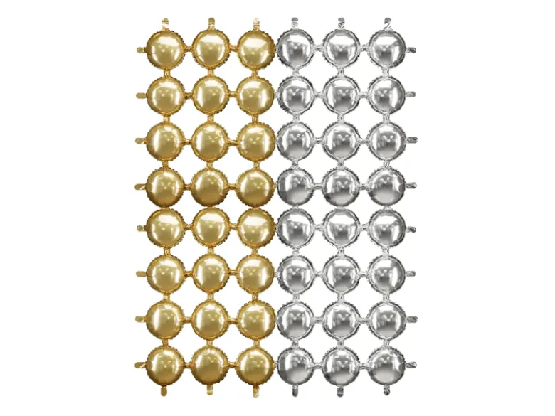Folie Ballon Backdrop, Double-Sided Rund, Guld-Sølv, 78 X 107 cm