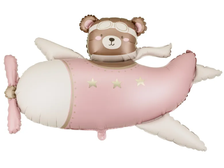 Folieballon Bamse pilot Lyserød - 94 x 61 cm