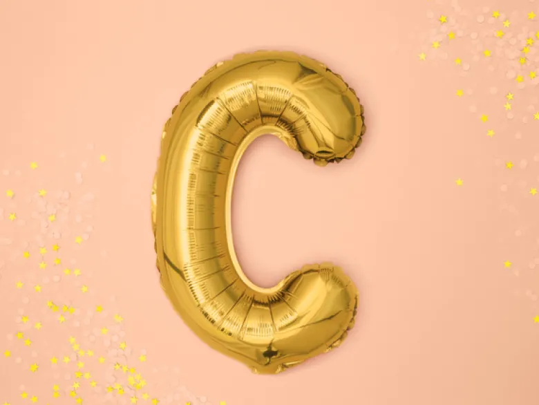 Folie Ballon Bogstaver ''C'', 35 cm, Guld