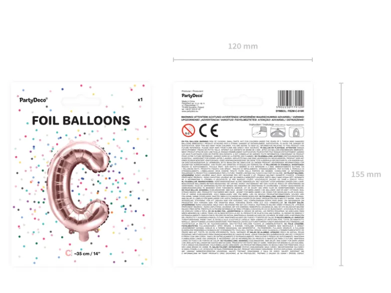 Folie Ballon Bogstaver ''C'', 35 cm, Rosegold