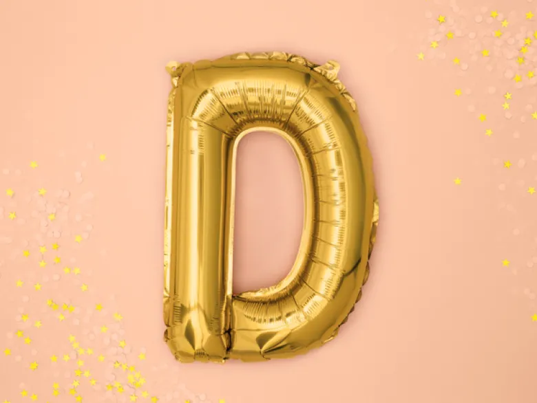 Folie Ballon Bogstaver ''D'', 35 cm, Guld