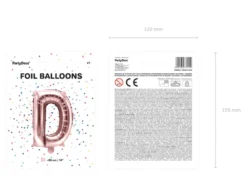 Folie Ballon Bogstaver ''D'', 35 cm, Rosegold