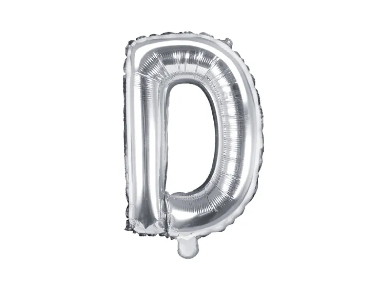 Folie Ballon Bogstaver ''D'', 35 cm, Sølv