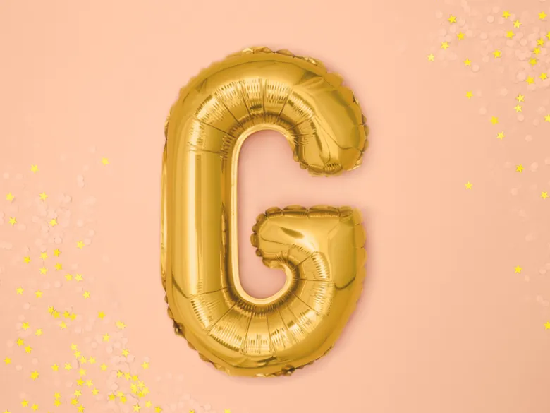 Folie Ballon Bogstaver ''G'', 35 cm, Guld