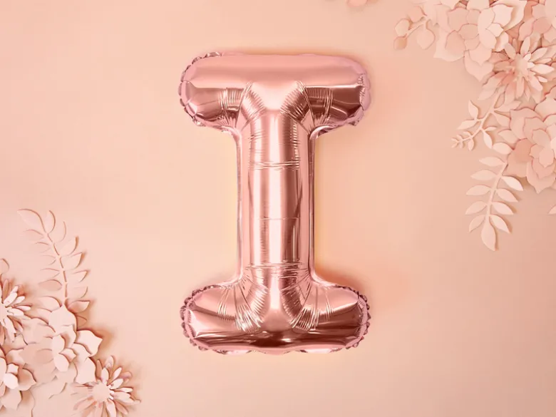 Folie Ballon Bogstaver ''I'', 35 cm, Rosegold