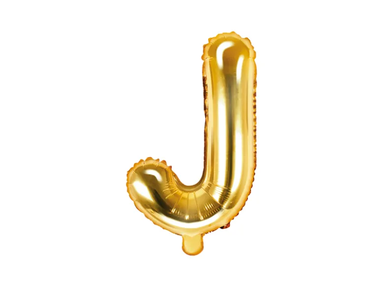 Folie Ballon Bogstaver ''J'', 35 cm, Guld