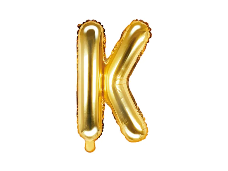 Folie Ballon Bogstaver ''K'', 35 cm, Guld