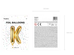 Folie Ballon Bogstaver ''K'', 35 cm, Guld