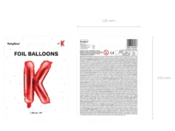 Folie Ballon Bogstaver ''K'', 35 cm, Rød