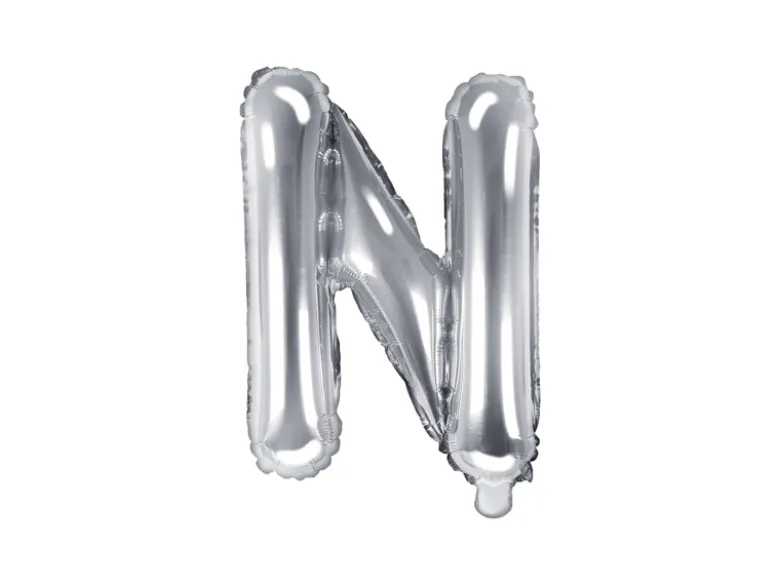 Folie Ballon Bogstaver ''N'', 35 cm, Sølv