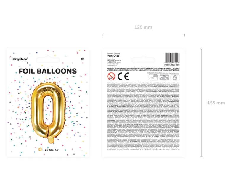 Folie Ballon Bogstaver ''O'', 35 cm, Guld