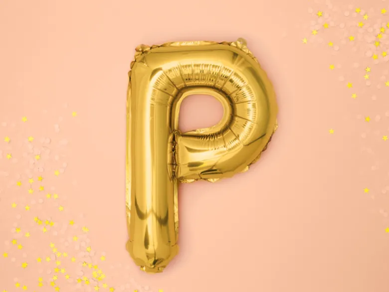 Folie Ballon Bogstaver ''P'', 35 cm, Guld, 1Piece