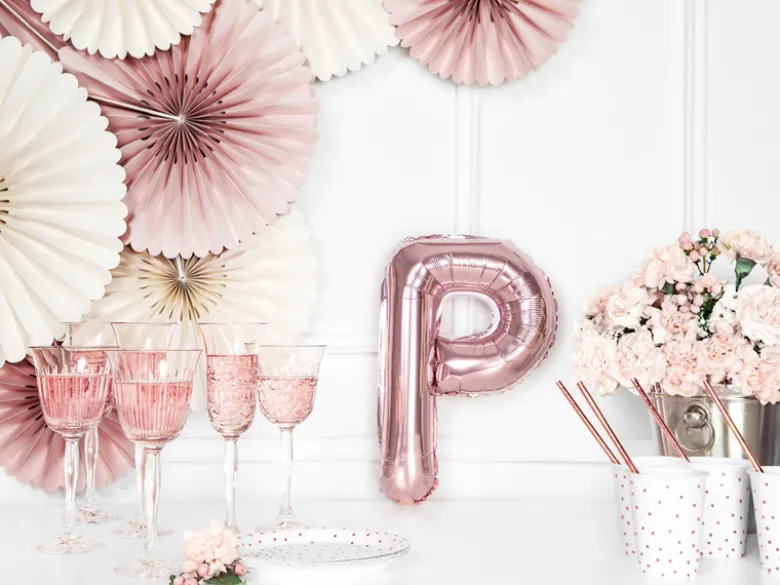 Folie Ballon Bogstaver ''P'', 35 cm, Rosegold