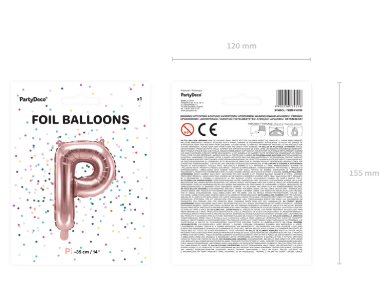 Folie Ballon Bogstaver ''P'', 35 cm, Rosegold