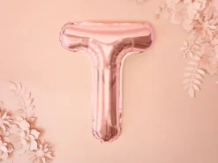 Folie Ballon Bogstaver ''T'', 35 cm, Rosegold