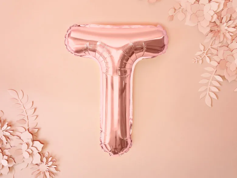 Folie Ballon Bogstaver ''T'', 35 cm, Rosegold