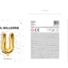 Folie Ballon Bogstaver ''U'', 35 cm, Guld
