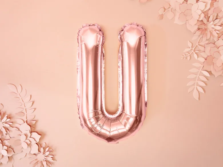 Folie Ballon Bogstaver ''U'', 35 cm, Rosegold