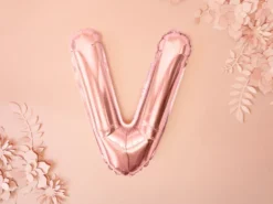 Folie Ballon Bogstaver ''V'', 35 cm, Rosegold