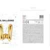Folie Ballon Bogstaver ''W'', 35 cm, Guld
