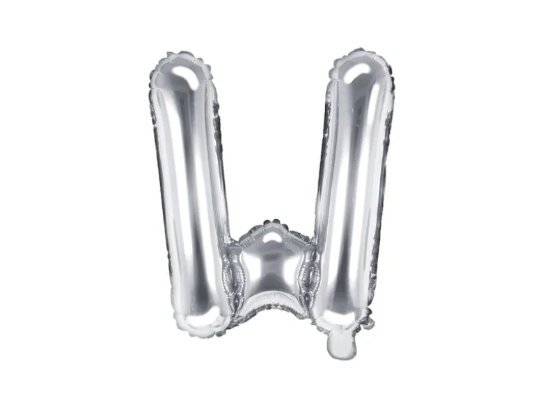Folie Ballon Bogstaver ''W'', 35 cm, Sølv