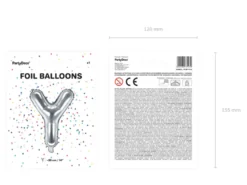 Folie Ballon Bogstaver ''Y'', 35 cm, Sølv