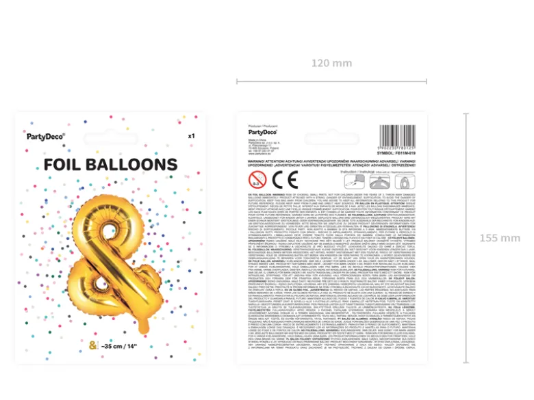 Folie Ballon &, 35 cm, Guld