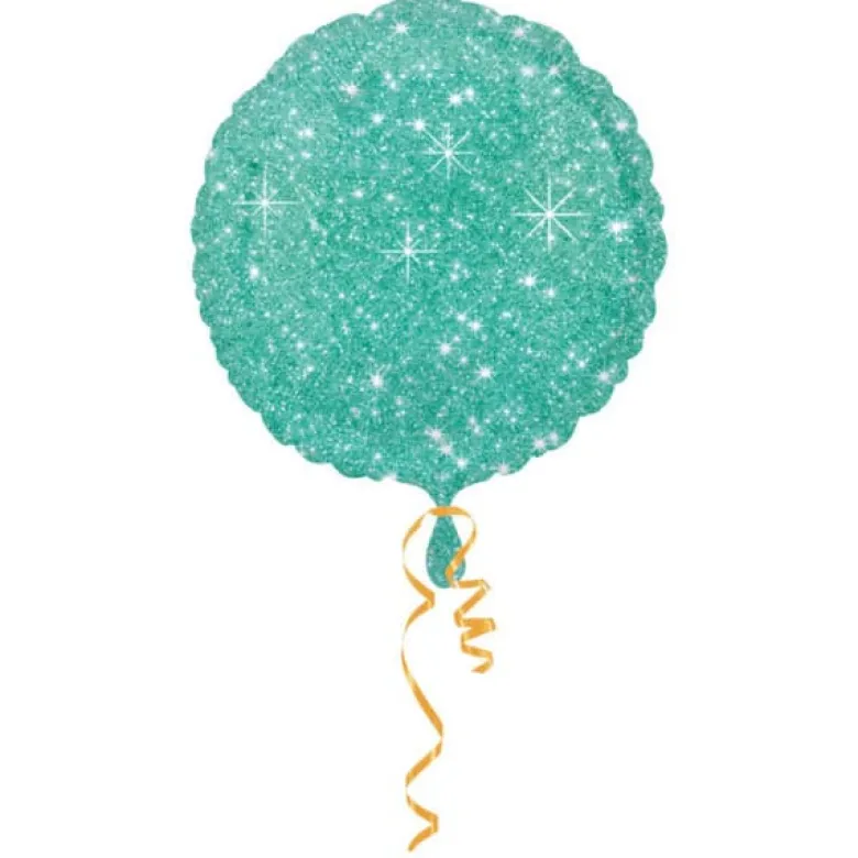 Folie Ballon - Faux Glitter Cirkel i Grøn, 43 cm
