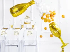 Folie Ballon - Guld Champagne Glas 80cm, Cheers