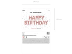 Folie Ballon Happy Birthday, 340 X 35 cm, Rosegold