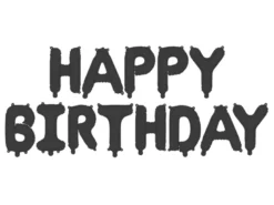 Folieballon Happy Birthday, 340 X 35 cm, Sort