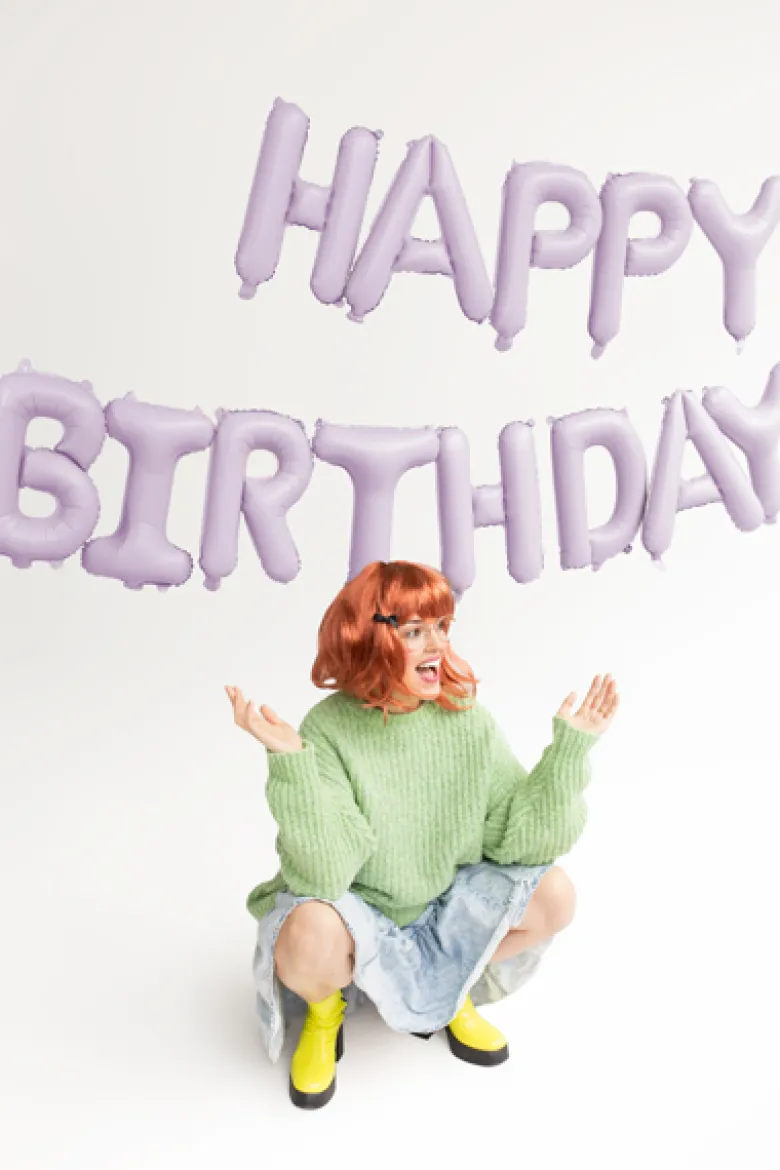 Folieballon Happy Birthday, 340 X 35 cm, Lilla