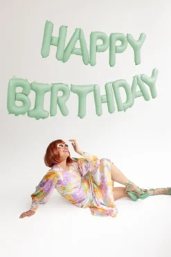 Folieballon Happy Birthday, 340 X 35 cm, Grøn