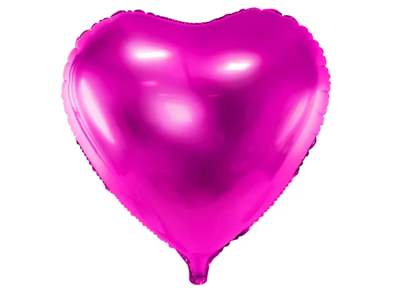Folie Ballon Hjerte, 45 cm, Mørk Pink