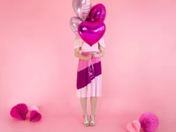 Folie Ballon Hjerte, 45 cm, Mørk Pink