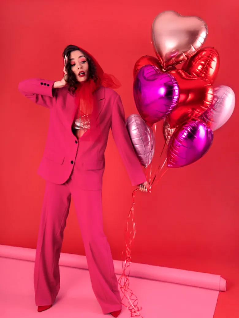 Folie Ballon Hjerte, 45 cm, Mørk Pink