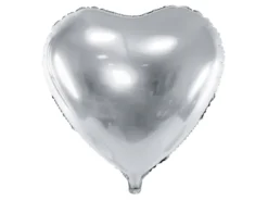 Folie Ballon Hjerte, 45 cm, Sølv