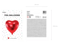 Folie Ballon Hjerte, 68 X 72 cm, Rød
