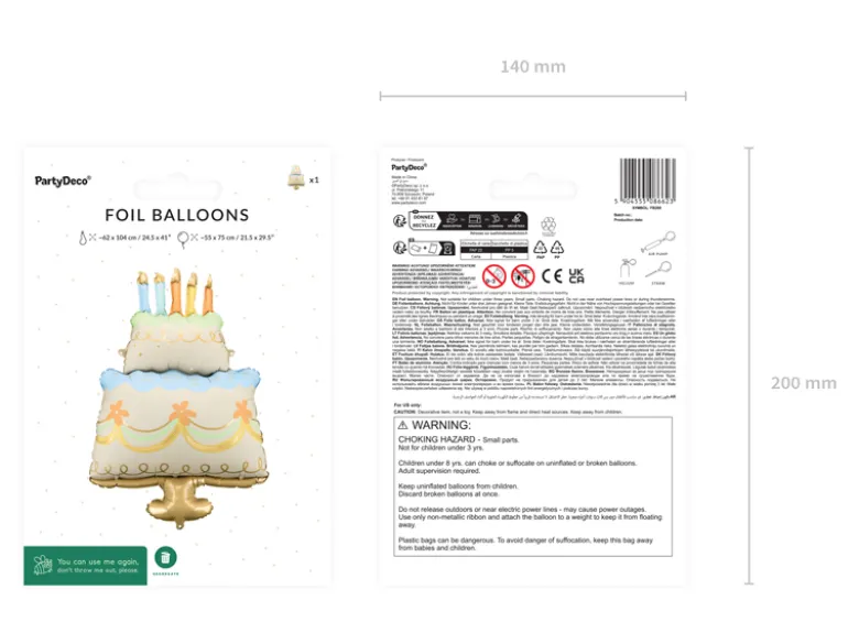 Folie Ballon Kage, 62 X 104 cm, Mix
