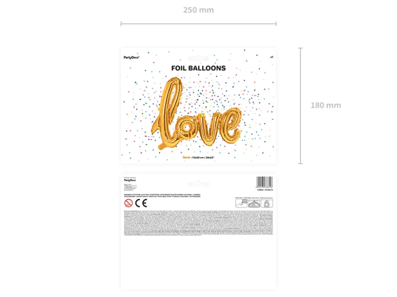 Folie Ballon Love, Guld, 73 X 59 cm