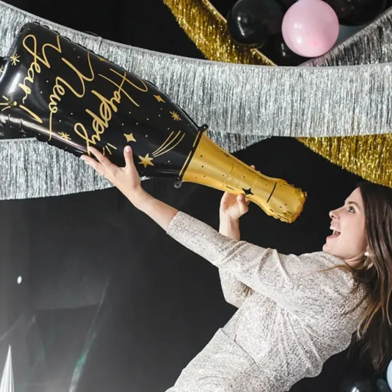 Folie Ballon Nytårs Champagne, 88 cm