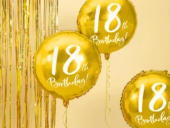 Folie Ballon 18 Års Fødselsdag, Guld, 45 cm