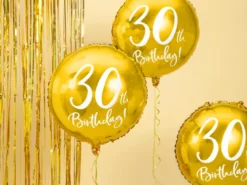 Folie Ballon 30 Års Fødselsdag, Guld, 45 cm