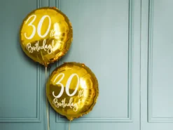 Folie Ballon 30 Års Fødselsdag, Guld, 45 cm