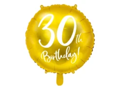 Folie Ballon 30 Års Fødselsdag, Guld, 45 cm