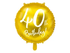 Folie Ballon 40 Års Fødselsdag, Guld, 45 cm