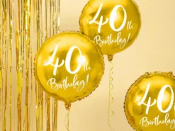 Folie Ballon 40 Års Fødselsdag, Guld, 45 cm