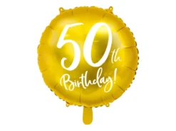 Folie Ballon 50 Års Fødselsdag, Guld, 45 cm